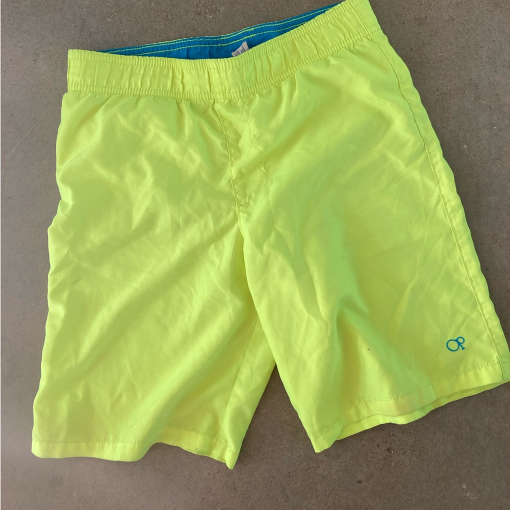 OP board shorts very good condition size large neon, yellow